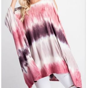 Asymmetric Hem Tie Dye Poncho